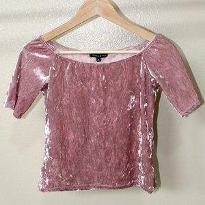 Kendall & Kylie Pink Velvet Off The Shoulders Top